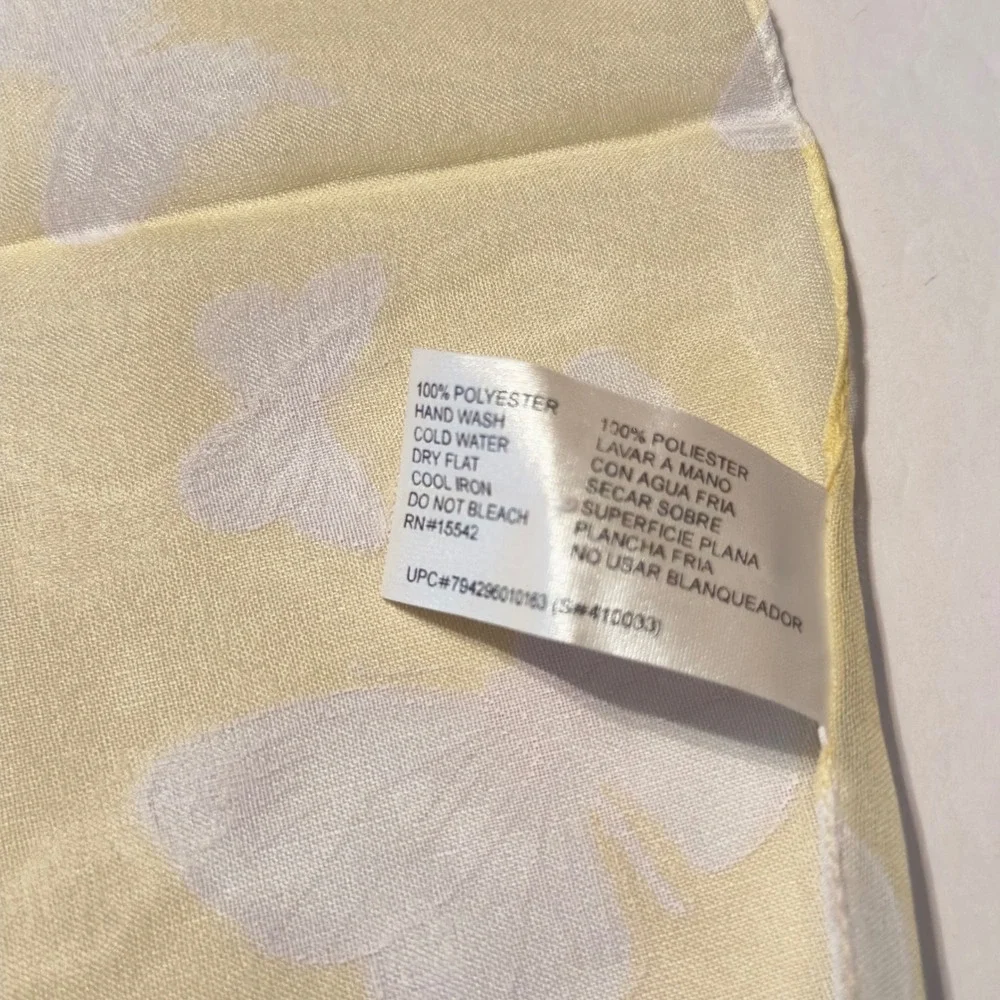 Kathie Lee Collection Yellow Butterfly Burnout Square Scarf Italy VTG Y2K 90s‎